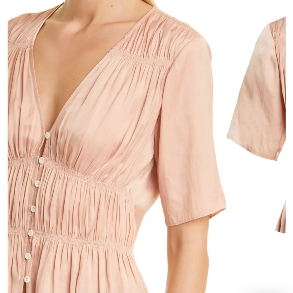 NWT Nordstrom FRAME Blush silk Shirred Blouse